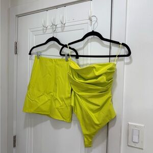 Naked Wardrobe Neon Yellow Skort Set